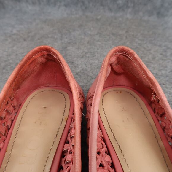 Report Shoes Womens 7 Flats Slip On Woven Peep Toe Ruffle Embellished Fashion - Picture 16 of 16